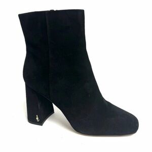 Sam Edelman Codie Black Suede Block Heel Ankle Boots - wide fit